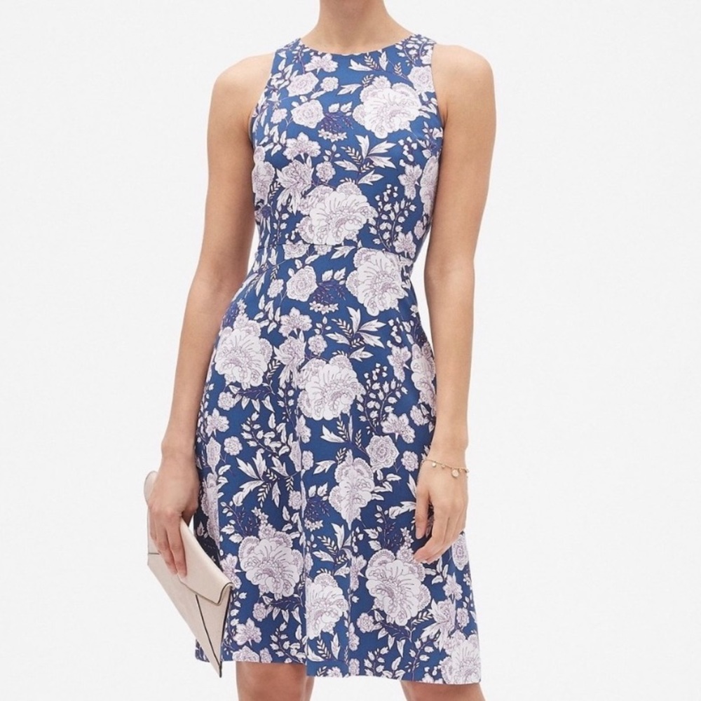 Banana Republic Blue Floral Sleeveless Dress